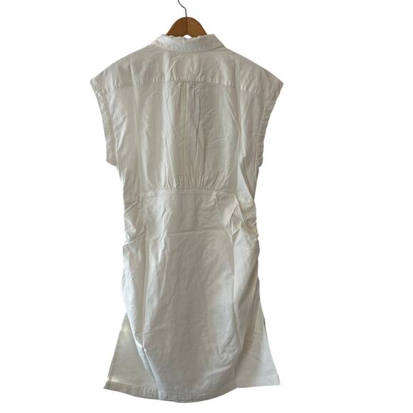Anthropologie NWT White Linen Blend Ruched Collared Mini Dress 1X - Picture 4 of 10